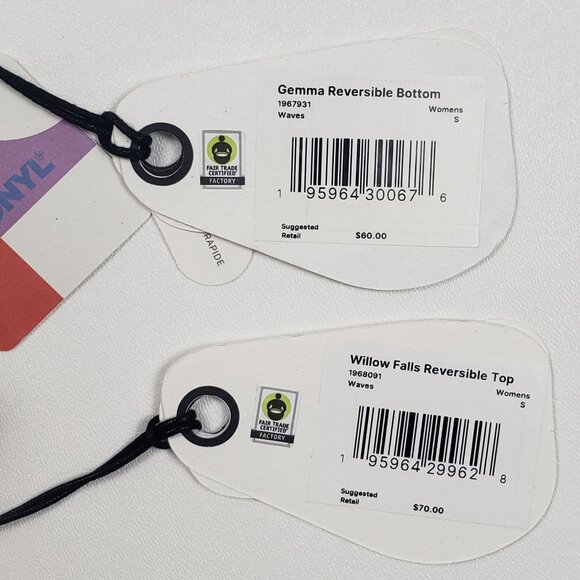 Prana Bikini Set Willow Falls Top & Gemma Bottom Sz Small Reversible Waves Print - Picture 7 of 16